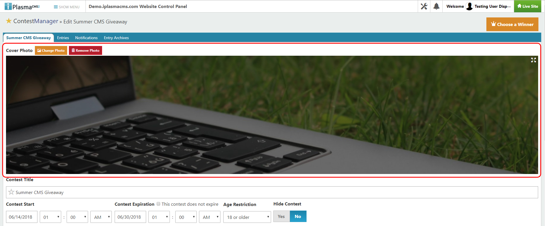 Can now choose Cover Photo Can now choose Cover Photo
