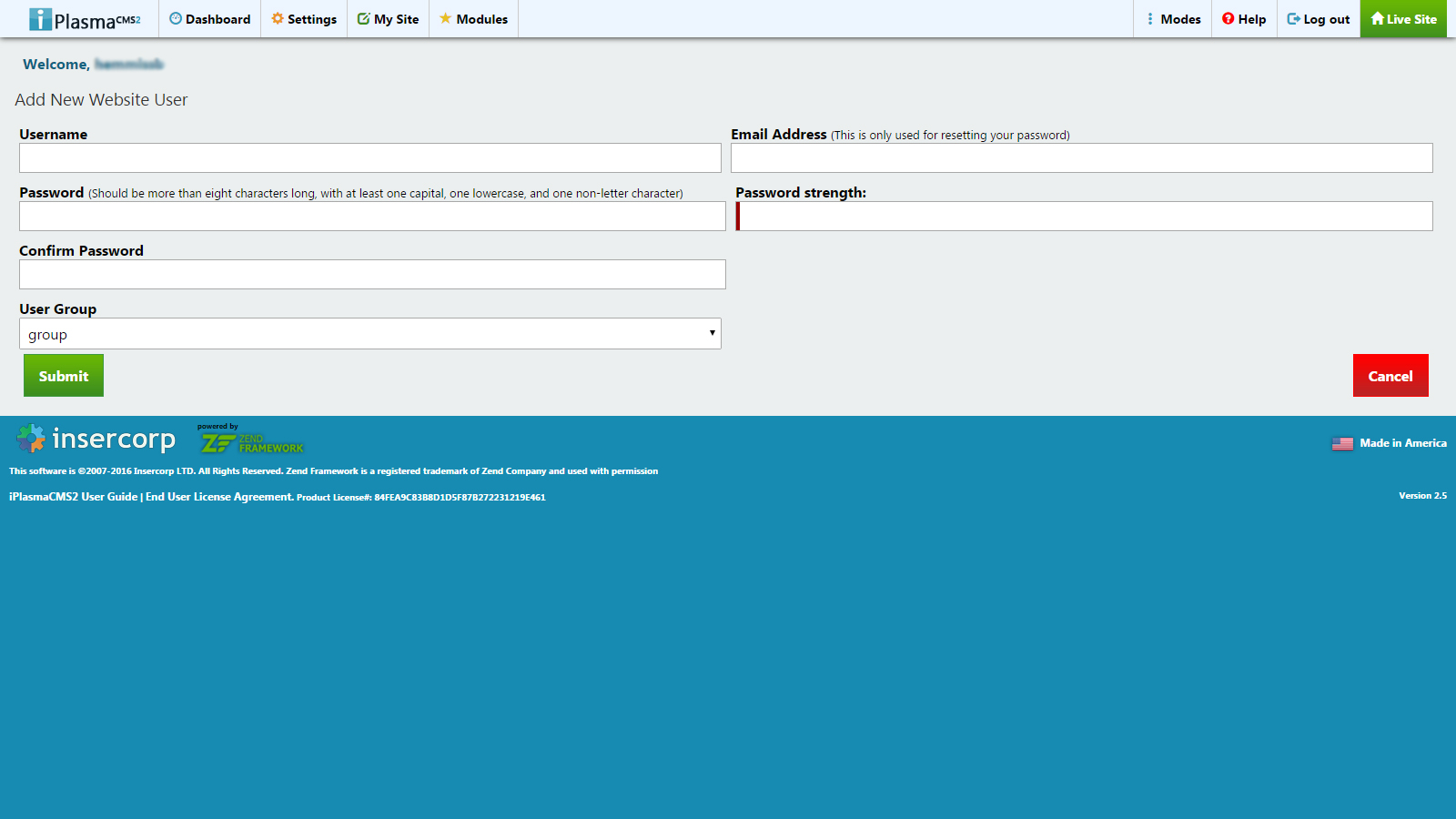 Add New Website User Add New Website User