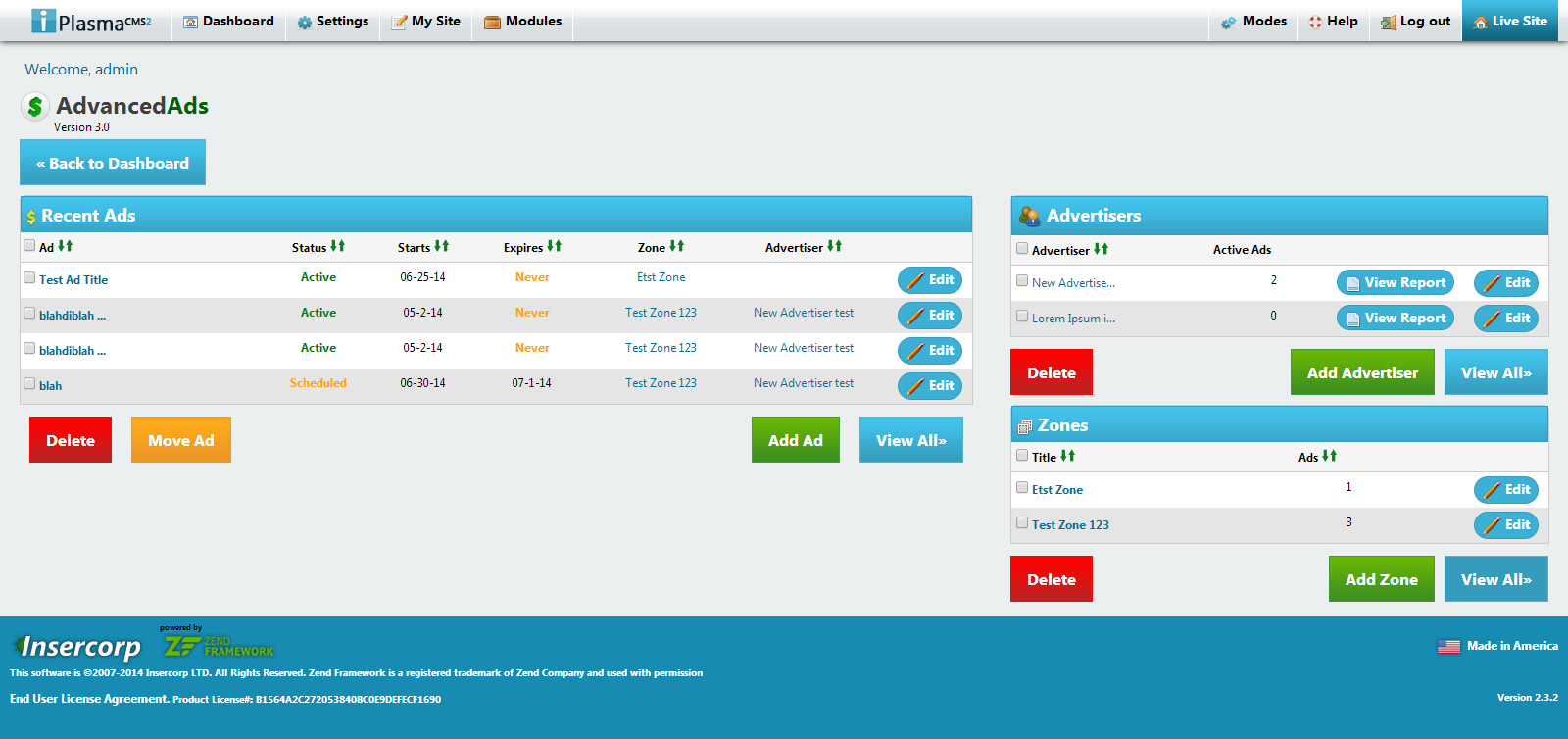 AdvancedAds Dashboard