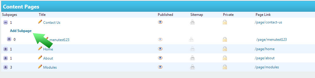 Add Subpage